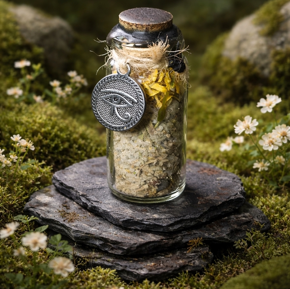 Mystical Protection Herb Jar with Eye Of Horus Charm